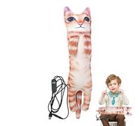 Cat Heating Pad, 60 cm, Plush Simulation Cat Pillow, Long Menstrual Heating Mat, Portable Thermal Relief, Soft Stuffed Doll Design for Teen Girls, Period Comfort, White Brown