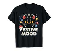 Cat Holiday Christmas Retro Festive Mood Family Pijama tee Camiseta