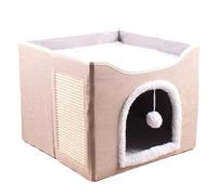Cat House Bed Cave, Foldable Large Cat Condo, Soft Sleeping Tent Plush Ball, Product Size: About 41x41x35cm Scratch Pad, Ideal for Indoor Cats and Kittens Product Weight 2200g