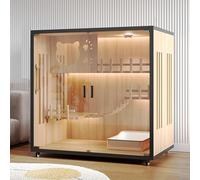 Cat House & Cage con Ruedas Cerradas - Villa de Madera de Nivel múltiple Interior/Exterior, condominio de Gato ventilado para Gatos y Gatitos