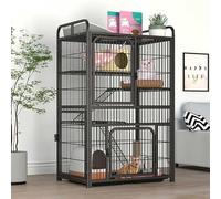 Cat House Cage Large DIY Cat Enclosure 3 Tier Guinea Pig Cages with Doors and Ladders Pet Fence for Cats & Small Animals, 86x61x140cm