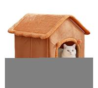 Cat House - Cama de invierno para mascotas de 52 cm | Cierre de terciopelo ártico - Plegable con parte inferior antideslizante y cojín extraíble | Este refugio de felpa con capucha proporciona un