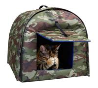 Cat House For Outside - 17.72x15.35 Inch Waterproof Insulated Outdoor Cat House, Semi Enclosed Warm Moisture Proof Stray Cats Shelter For Winter Kittens Puppies Small Dogs