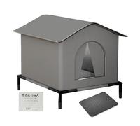 Cat House For Outside - Cabina para mascotas Feline Rest | Exterior resistente a la intemperie, cueva elevada aislada térmica con techo de madera para jardín, porche o patio cómodo para dormir