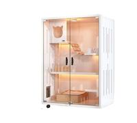 Cat House - Jaula de madera maciza para gatos de doble capa para interiores, nido para mascotas, armario multifuncional para gatos