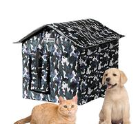 Cat House Outdoor, Foldable Enclosed Pet Bed, Sunproof Waterproof Shelter, Portable Cushion Roof Soft Lining for Indoor, Outdoors, Porches, Balcony, Garden, Travel Use, 14.17x12.6x14.57 Inches