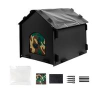 Cat House, Pet Shelter, Water Proof Winter Insulated PP Material Lightweight Spacious Interior Portable Easy Clean, Animal Cave for Dog Outdoor Bunny, 20.08x17.72x18.5Inches, Black