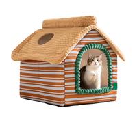 Cat House | Plush Cover Self Warming Soft Calming Nest | Warm Washable Enclosed Cave for Kitten Puppy Winter Sleeping Home Decor Bedroom Living Room Balcony Dorm Apartment