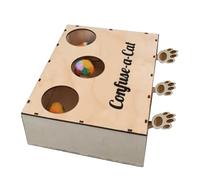 Cat Hunting Box - Caja de madera natural, juego de inteligencia duradero, juguete interactivo | escondite de madera con aberturas para gatos juguetones y perros curiosos en casa