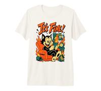 Cat In Fire - It's Fine Meme Divertido enviando Mensajes de Texto a un felino Camiseta Premium