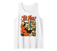 Cat In Fire - It's Fine Meme Divertido enviando Mensajes de Texto a un felino Camiseta sin Mangas