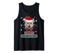 Cat In Santa Hat Merry Christmas Funny Cats Lovers Xmas Camiseta sin Mangas