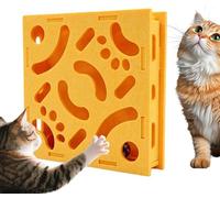 Cat Intelligence Maze Box, Interactive Mazes For Kitten Felt Puzzle Boxes with Bell & Rainbow Balls, For Indoor & Boredom Relief & Exercise (B)
