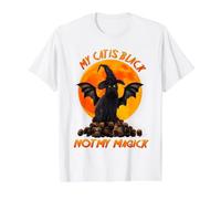 Cat Is Black Not My Magick Witch Cats Moon Scary Halloween Camiseta gráfica económica, Hombre, Blanco, XL
