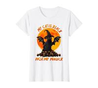 Cat Is Black Not My Magick Witch Cats Moon Scary Halloween Camiseta gráfica económica, Mujer, Blanco, XL