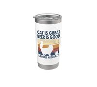 Cat Is Great Beer Is Good & People Are Crazy Persian Cat Vaso térmico de acero inoxidable de doble pared