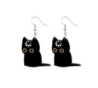 Cat Jewelry for Women 2D Acrylic Black Cat Cute Double-Sided Jewelry