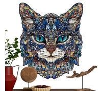 Cat Jigsaw Puzzle - Blue Eye Wooden Cat Puzzle Challenging Handcrafted