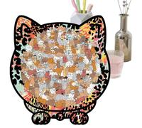 Cat Jigsaw Puzzle, Precise Fun Decor with Photo Frame, 135 Pieces Wooden Puzzles | Soothing Visual Design For Adults with Storage Box, For Play Family Animal Lover Living Room Display
