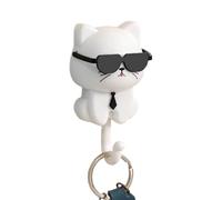 Cat Key Holder - Kitten Coat Hooks for Wall | Cute Cat Design with Sunglasses Adhesive for Keys, Coats, Bags, Decorative Wall Use, Home Organisation, and Entryway Storage