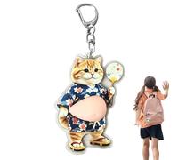 Cat Keychain - Acrylic Pattern Cat Pendant With Squeeze Belly Cute Lightweight Hanging Charm For Bags And Keys | Cartoon Animal Key Accessory | Decorative Gift Pendant For Students Teachers Women Girl
