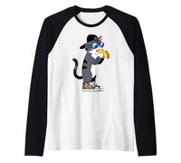 Cat Kids, Pet Cat Eating Taco, Funny Cat Camiseta Manga Raglan