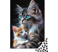 Cat & Kitten Rompecabezas Warm Bond 1000 Piezas Papel Reciclado para Mujeres, Regalos para Hombres Rompecabezas para Adultos Divertido Y Desafiante Juego Familiar 70x50cm/1000pcs