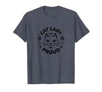 Cat Lady and Proud: Feline Lover, señora Gato sin Hijos Camiseta, Hombre, Azul Jaspeado, 6XL