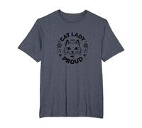 Cat Lady and Proud: Feline Lover, señora Gato sin Hijos Camiseta, Hombre Tallas Grandes, Azul Jaspeado, 4X Alto