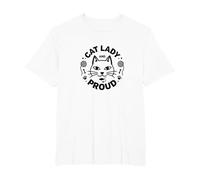 Cat Lady and Proud: Feline Lover, señora Gato sin Hijos Camiseta, Hombre Tallas Grandes, Blanco, 3X Alto