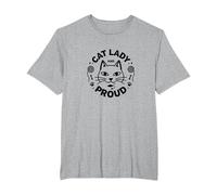 Cat Lady and Proud: Feline Lover, señora Gato sin Hijos Camiseta, Hombre Tallas Grandes, Gris Jaspeado, 6X Alto