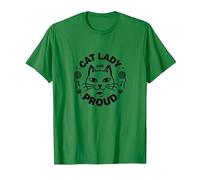 Cat Lady and Proud: Feline Lover, señora Gato sin Hijos Camiseta, Hombre, Verde Kelly, S