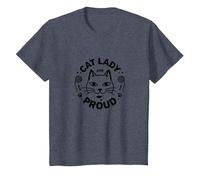 Cat Lady and Proud: Feline Lover, señora Gato sin Hijos Camiseta, Niños, Azul Jaspeado, 6 años