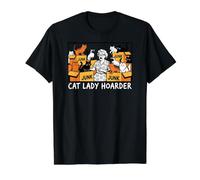 Cat Lady Hoarder Funny Crazy Kitten Collector Design Camiseta gráfica económica, Hombre, Negro, M