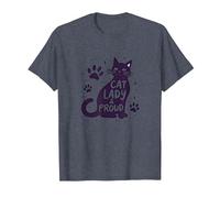 Cat Lady & Proud: Declaración del Orgullo del Amante felino Camiseta, Hombre, Azul Jaspeado, L