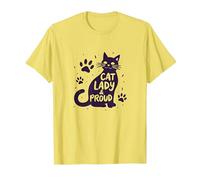 Cat Lady & Proud: Declaración del Orgullo del Amante felino Camiseta, Hombre, Limón, L