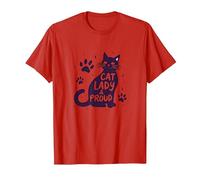 Cat Lady & Proud: Declaración del Orgullo del Amante felino Camiseta, Hombre, Rojo, L
