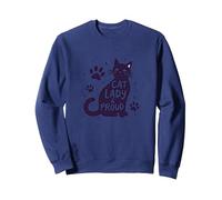 Cat Lady & Proud: Declaración del Orgullo del Amante felino Sudadera, Unisex para Adultos, Azul Marino, L