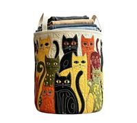 Cat Laundry Basket - 35x45cm Foldable Quilted Storage Bin
