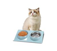 Cat Litter Box, 3-in-1 Food Bowl Set, Stainless Steel, 15 Tiltable, Anti-Vomiting, Non-Slip