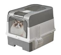 Cat Litter Box, diseño alto cerrado, de control de odor, construcción ligera plegable, soporte integrado, ideal para suministros de viaje portátil para mascotas