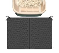 Cat Litter Box Mat, Impermeable Floor Pad, Scratch-Resistant Feeding Area Protector, Interior No Lip-Corner Rug for Food, Water, Litter Control, 24,02 x 16,93 pulgadas
