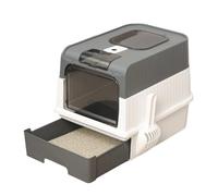 Cat Litter Box - PP Fully Enclosed Potty 1500g | Extra Large Foldable Splash Proof Odor Control Sifting Tray Includes Integrated Scoop For Clean Home Corner Space