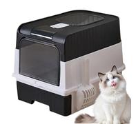 Cat Litter Box - PP Fully Enclosed Potty 1500g | Extra Large Foldable Splash Proof Odor Control Sifting Tray Includes Integrated Scoop For Clean Home Corner Space