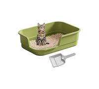 Cat Litter Box - Semi-Enclosed High Sides | Indoor Kitten Toilet with Scoop, Splash Resistant Box with Odor Control, Pet Litter Tray, Compact Cat Toilet for Apartment Hotel