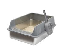 Cat Litter Box Semi Enclosed, Splashproof Pet Toilet with Easy Clean Scoop, Indoor Litter Solution for Dormitory Car Living Room Apartment or Small Spaces with Minimal Odor Control