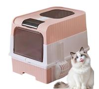 Cat Litter Box, Tall Enclosed Design, Odor Control System, Foldable Lightweight Build, Built-In Scoop Holder, Ideal for Travel Portable Pet Waste Sifting Supplies