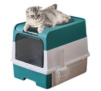 Cat Litter Box, Tall Enclosed Design, Odor Control System, Foldable Lightweight Build, Built-In Scoop Holder, Ideal for Travel Portable Pet Waste Sifting Supplies