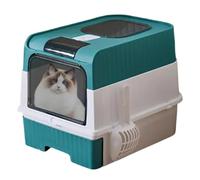 Cat Litter Box, Tall Litter Enclosure, Foldable Lightweight Odor Control Design with Scoop and Sifting Tray for Travel or Home Use, Enclosed Portable Pet Supplies, 49x35x37cm