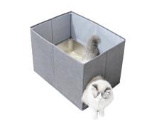 Cat Litter Enclosure - Open Top Feline Washroom, High Side Scatter Barrier, Kitty Sand Surround | Odor Reducing Hygiene Station for Indoor Home Living Room Corner Apartment Balcony Garage Entryway